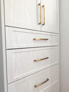 Custom Designed Closets with Gold Hardware. Kitchener Waterloo