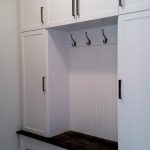 Mudroom cabinets with hooks and bench. Kitchener Waterloo.